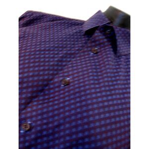 Egara Men's  Dark Purple/Blue Patterned Long Sleeve Size Large, Flip Cuffs.